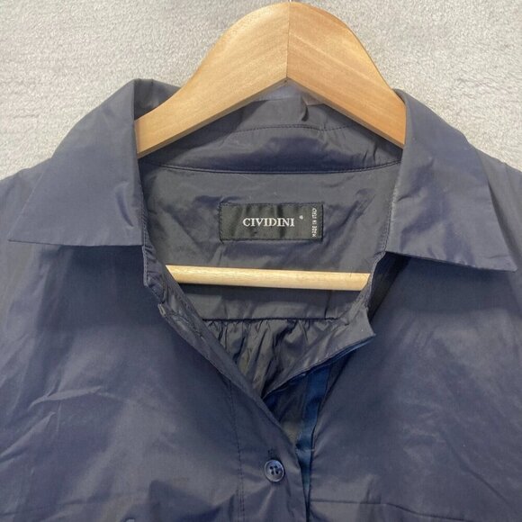 CIVIDINI Italy Womens Floral Collared Henley Blouse Sz Small Top Blue 1/2 Sleeve - Picture 7 of 16